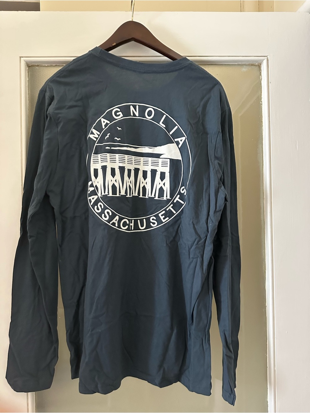 Magnolia Long-Sleeve Tee in Slate Blue with White Graphic